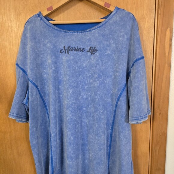 Easelle Marine Life Graphic Tee Womens Large Oversized Vintage Blue - Picture 4 of 7